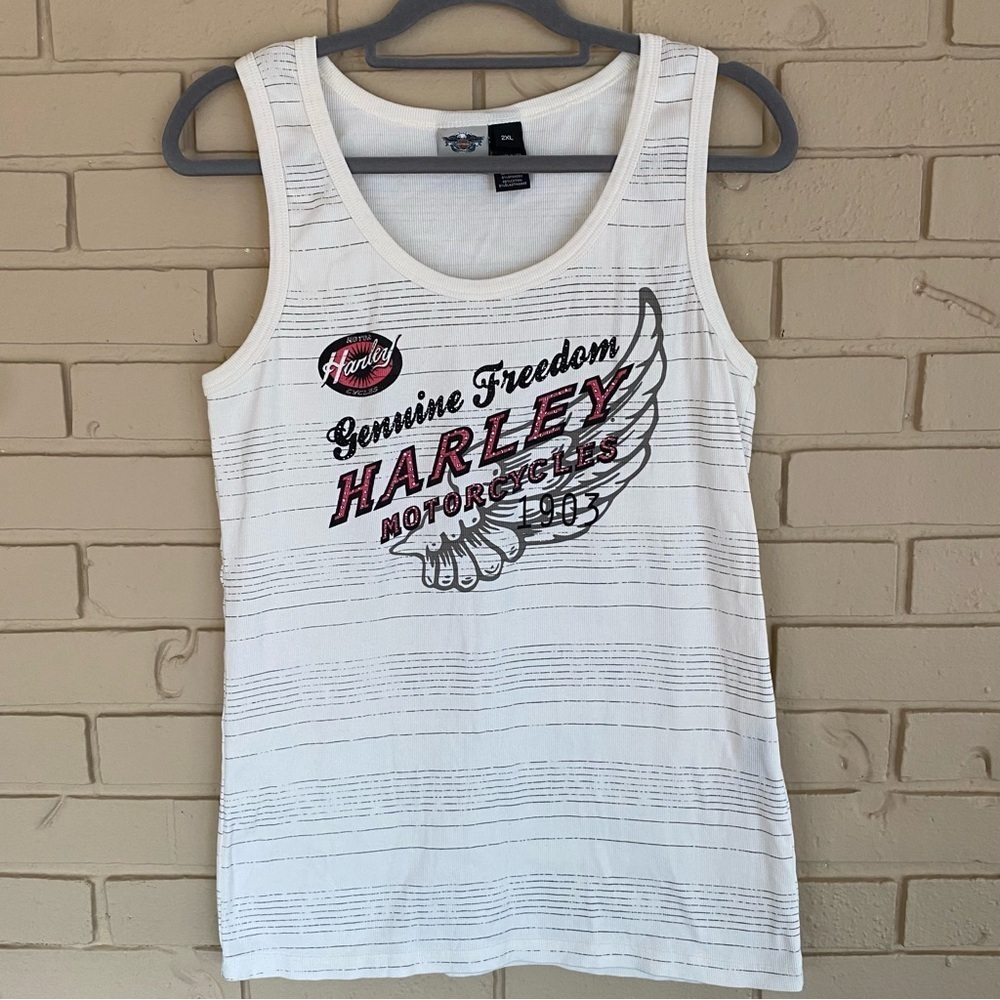 HARLEY-DAVIDSON MOTORCYCLES  Freedom Rhinestones Tank Top Shirt 2X Made In USA